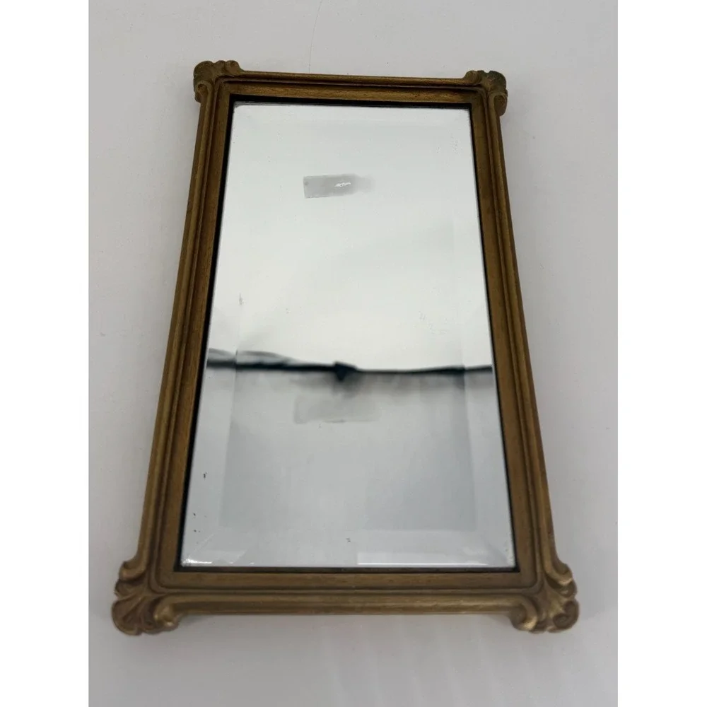 Homco Gold Ornate Wall Mirror Frame Small Vintage Hollywood Regency Style USA